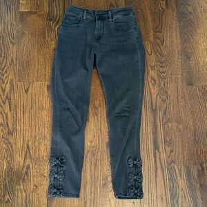 Levi's 721 High Rise Skinny Black Jeans with Bow Accents